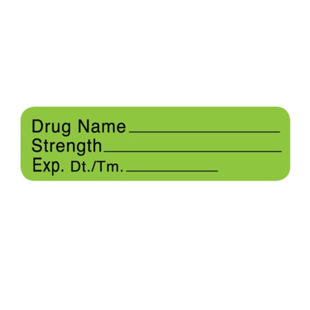 Nevs Label, Blank Drug Name, Strength, Exp. Dt/Tm 1/2"x1-1/2" Green w/Black SANTW-0023